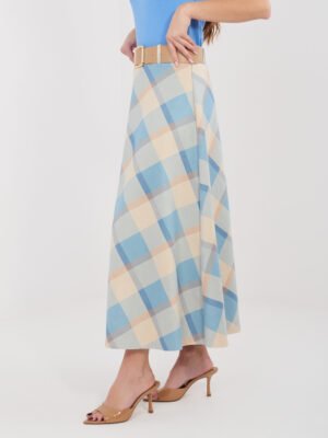 Alternative view of Midi sijonas su langelių raštu "SAMMY" mėlyna