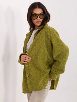 Alternative view of Moderni marškinių tipo bouclé audinio striukė "KRISTEN" alyvuogių