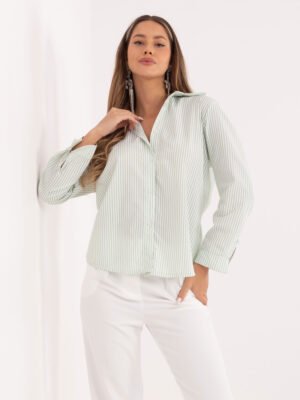 Klasikiniai dryžuoti marškiniai "CARINA" pistacijų