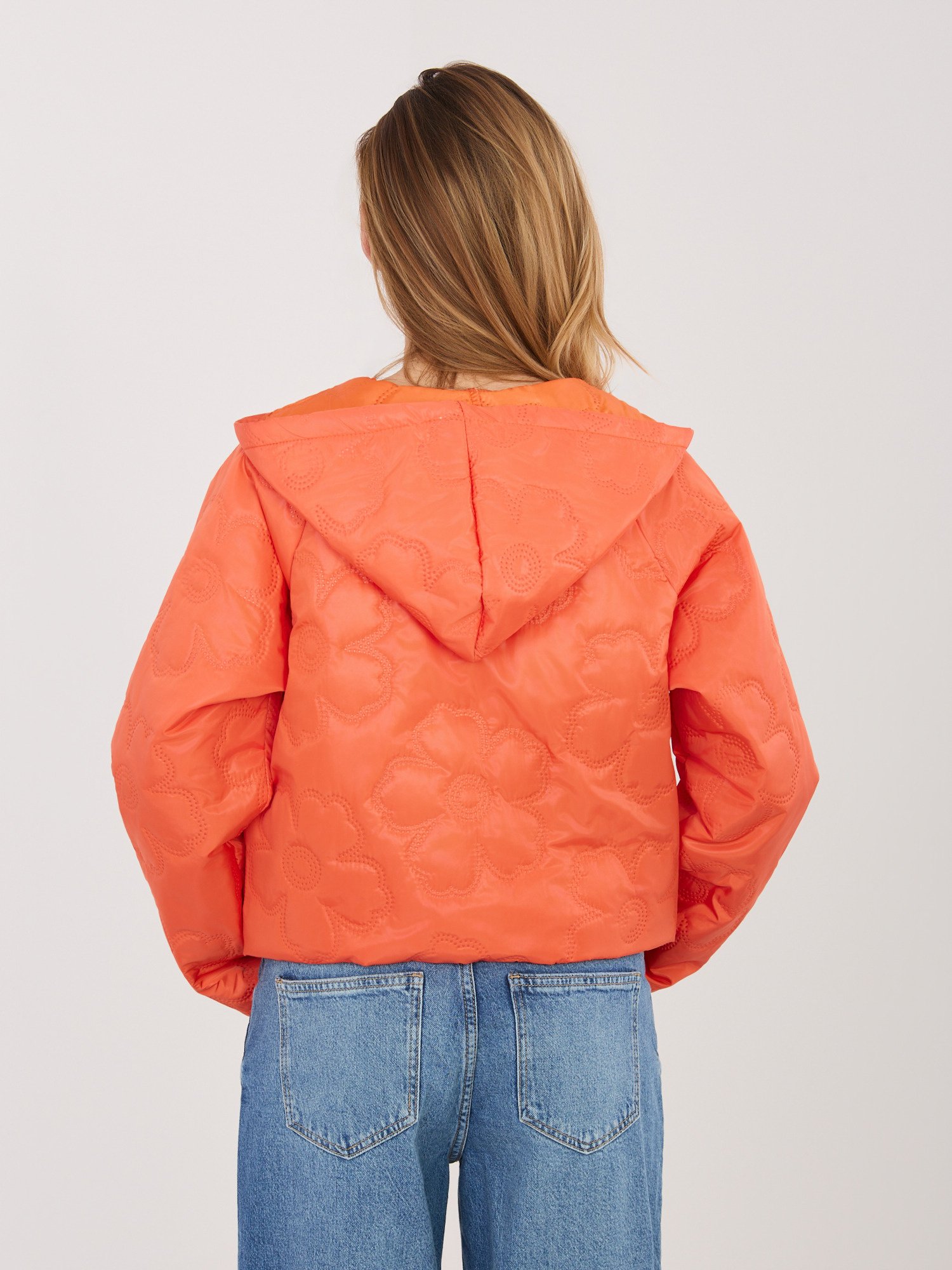 Striukė su reljefiniu gėlių raštu "MEDA" oranžinė - Image 3