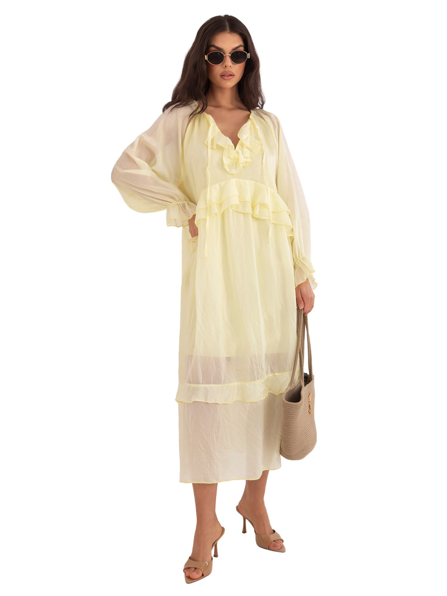 Švelnios elegancijos suknelė "KELLY" šviesi geltona - Image 3