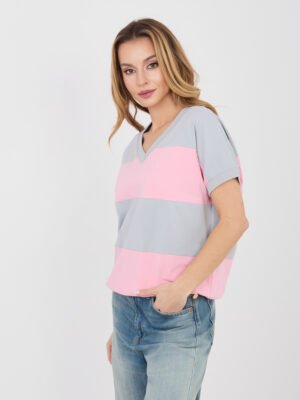 Alternative view of Laisvalaikio palaidinė su plačių juostų raštu "LINEA" rožinė