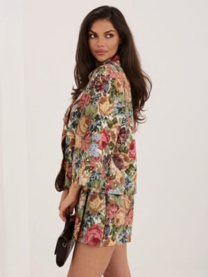 Alternative view of Modernus švarkas su gėlių raštu ir platėjančiomis rankovėmis "CELLI" žalia