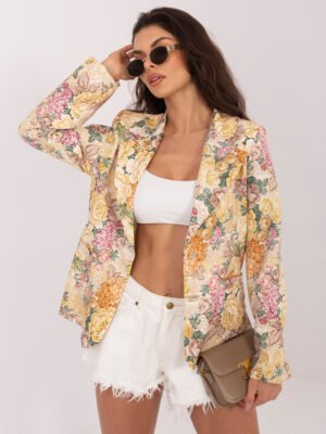 Stilingas gėlių rašto švarkas "Casandra" geltona