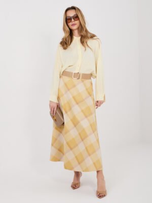 Midi sijonas su langelių raštu "SAMMY" geltona