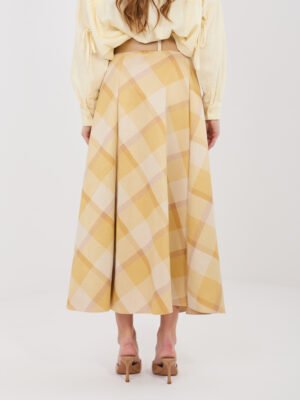 Alternative view of Midi sijonas su langelių raštu "SAMMY" geltona