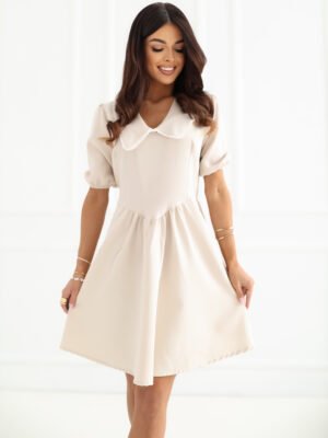 Alternative view of Mini suknelė su išraiškinga apykakle ir pūstomis rankovėmis "ARABELLA" smėlio