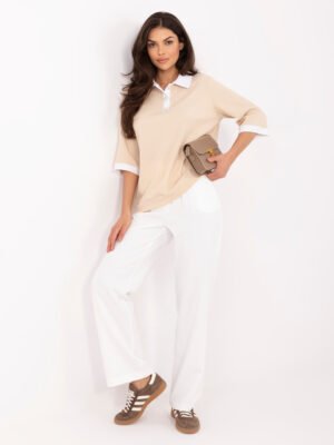 Alternative view of Laisvo modelio palaidinė trumpomis rankovėmis "INESS" smėlio