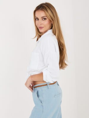 Alternative view of Lengvi, laisvo silueto muslino marškiniai "HUGGY" balta