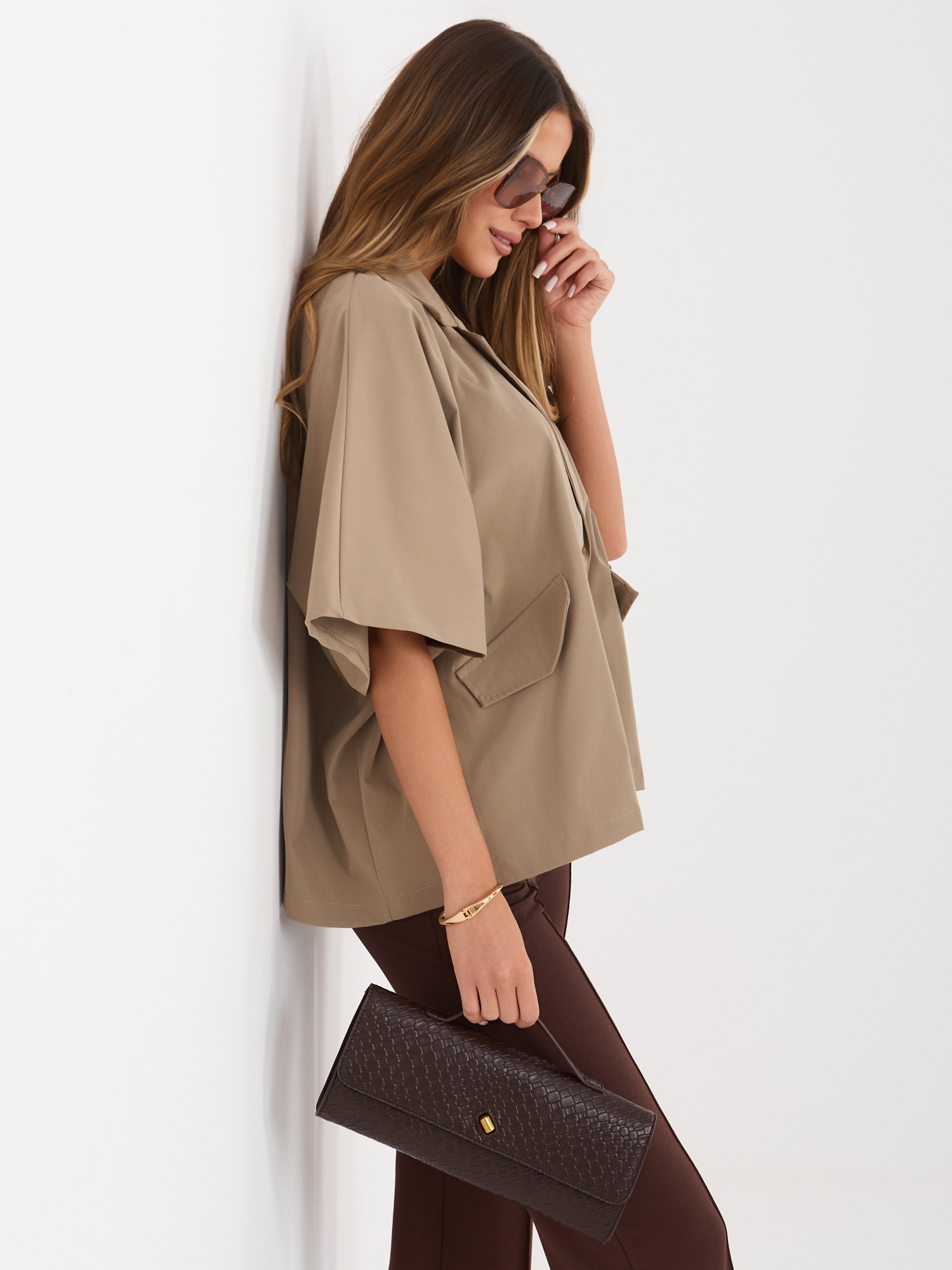 Vasarinis oversize paltukas "DEBBY" tamsi smėlio - Image 3