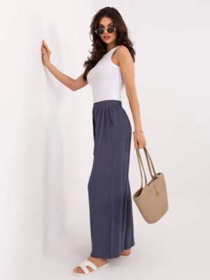 Alternative view of Viskozės audinio palazzo stiliaus kelnės "RONA" tamsi mėlyna