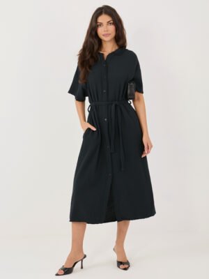 Marškinių tipo muslino suknelė "TERRA" juoda