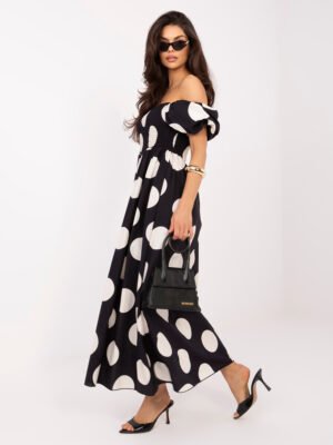 Alternative view of Vasarinė maxi suknelė su dideliais taškais ir pūstomis rankovėmis "EVIA" juoda