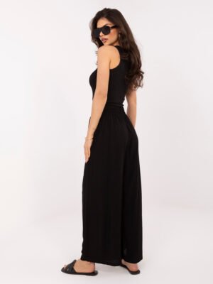 Alternative view of Viskozės audinio palazzo stiliaus kelnės "RONA" juoda