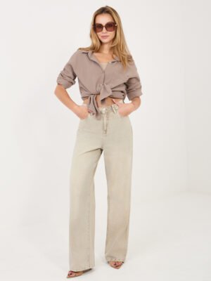 Lengvi, laisvo silueto muslino marškiniai "HUGGY" tamsi smėlio