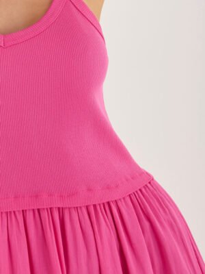 Alternative view of Vasariška maxi suknelė su petnešėlėmis ir lengvu sijonu "KRISSY" fuksijų