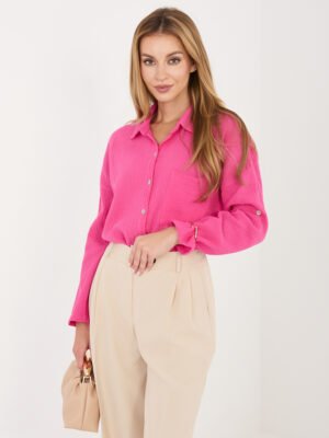 Lengvi, laisvo silueto muslino marškiniai "HUGGY" fuksijų