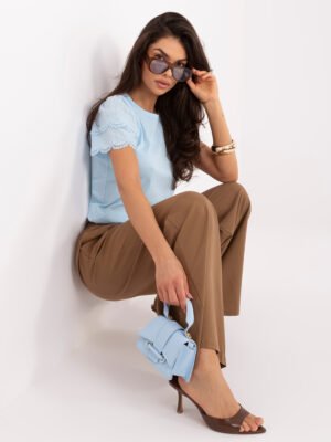 Alternative view of Tampri medvilninė palaidinė su ažūrinėmis detalėmis ant rankovių "MIGLO" šviesi mėlyna