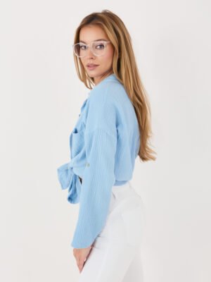 Alternative view of Lengvi, laisvo silueto muslino marškiniai "HUGGY" šviesi mėlyna