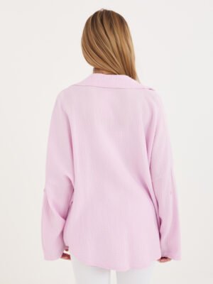 Alternative view of Lengvi, laisvai krentantys muslino marškiniai "ECHO" šviesi rožinė