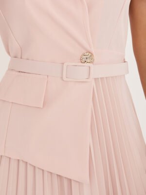 Alternative view of Elegantiška suknelė su plisuoto audinio sijonu "FINEZZA" šviesi rožinė