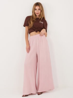 Palazzo stiliaus muslino kelnės "HUGGY" šviesi rožinė