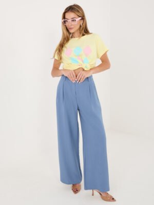 Minimalistiniai marškinėliai su klasikiniu rombų raštu "SELEN" šviesi geltona