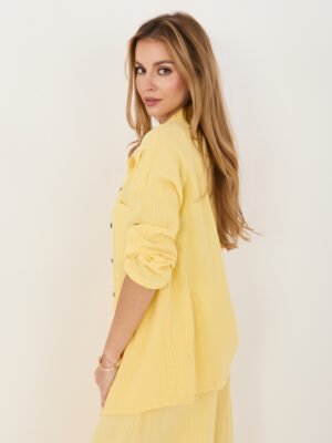 Alternative view of Lengvi, laisvo silueto muslino marškiniai "HUGGY" šviesi geltona