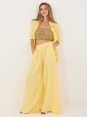 Lengvi, laisvo silueto muslino marškiniai "HUGGY" šviesi geltona