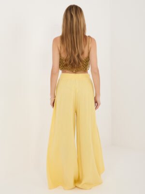Alternative view of Palazzo stiliaus muslino kelnės "HUGGY" šviesi geltona