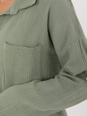 Alternative view of Lengvi, laisvo silueto muslino marškiniai "HUGGY" khaki