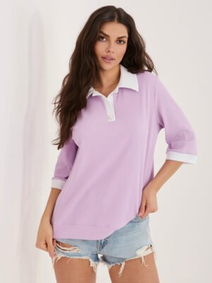 Laisvo modelio palaidinė trumpomis rankovėmis "INESS" šviesi violetinė