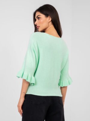Pol pl Pastelowy mietowy sweter z rozkloszowanym rekawem 417660