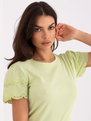 Alternative view of Tampri medvilninė palaidinė su ažūrinėmis detalėmis ant rankovių "MIGLO" šviesi pistacijų