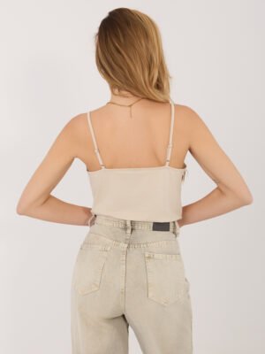 Alternative view of Minimalistinis topas plonomis petnešėlėmis "LISSA" šviesi smėlio