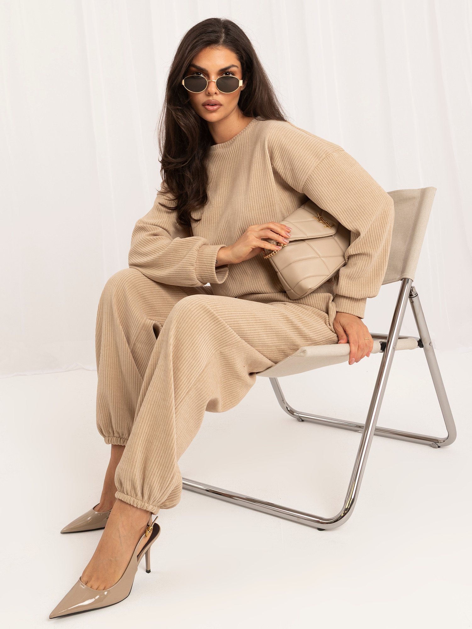 Minkšto velveto laisvalaikio komplektas "MARLA" smėlio - Image 3